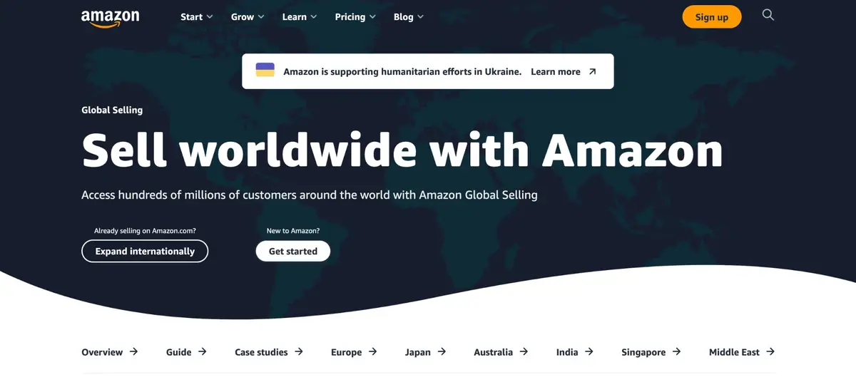 Amazon Global Selling — Sell worldwide with Amazon landing page
