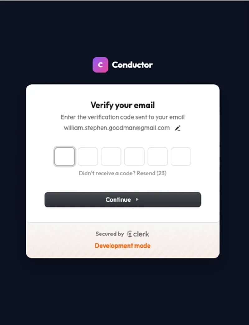 Conductor email verification